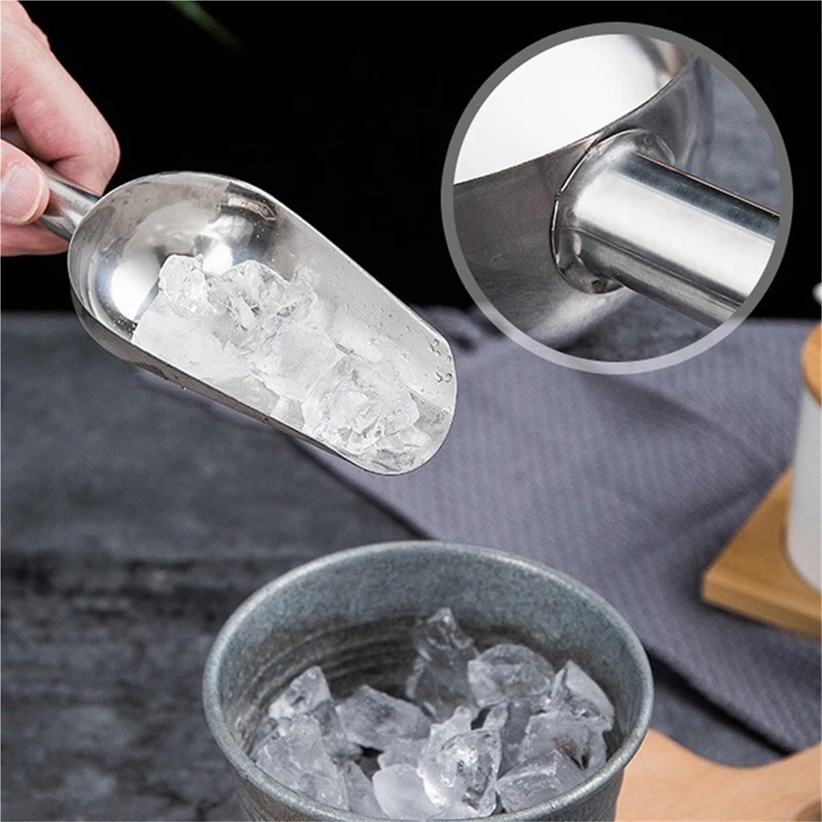 6PCS 8 pollici in acciaio inox pala del ghiaccio raschietto chicchi di caffè cucchiaio pale buffet bar cibo misurini accessori da cucina per Cucina(9Inches)
