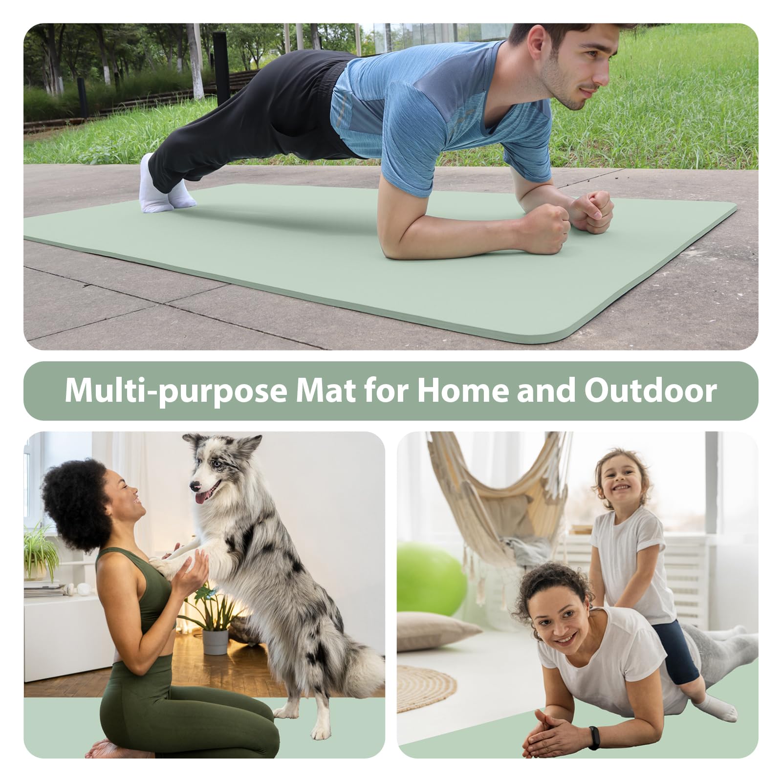 Tappetino Yoga Antiscivolo 200×100cm TPE 10mm Spesso Tappeto Palestra Grande, Tappetino per Ginnastica Fitness Pilates Esercizi a Casa e all'aperto