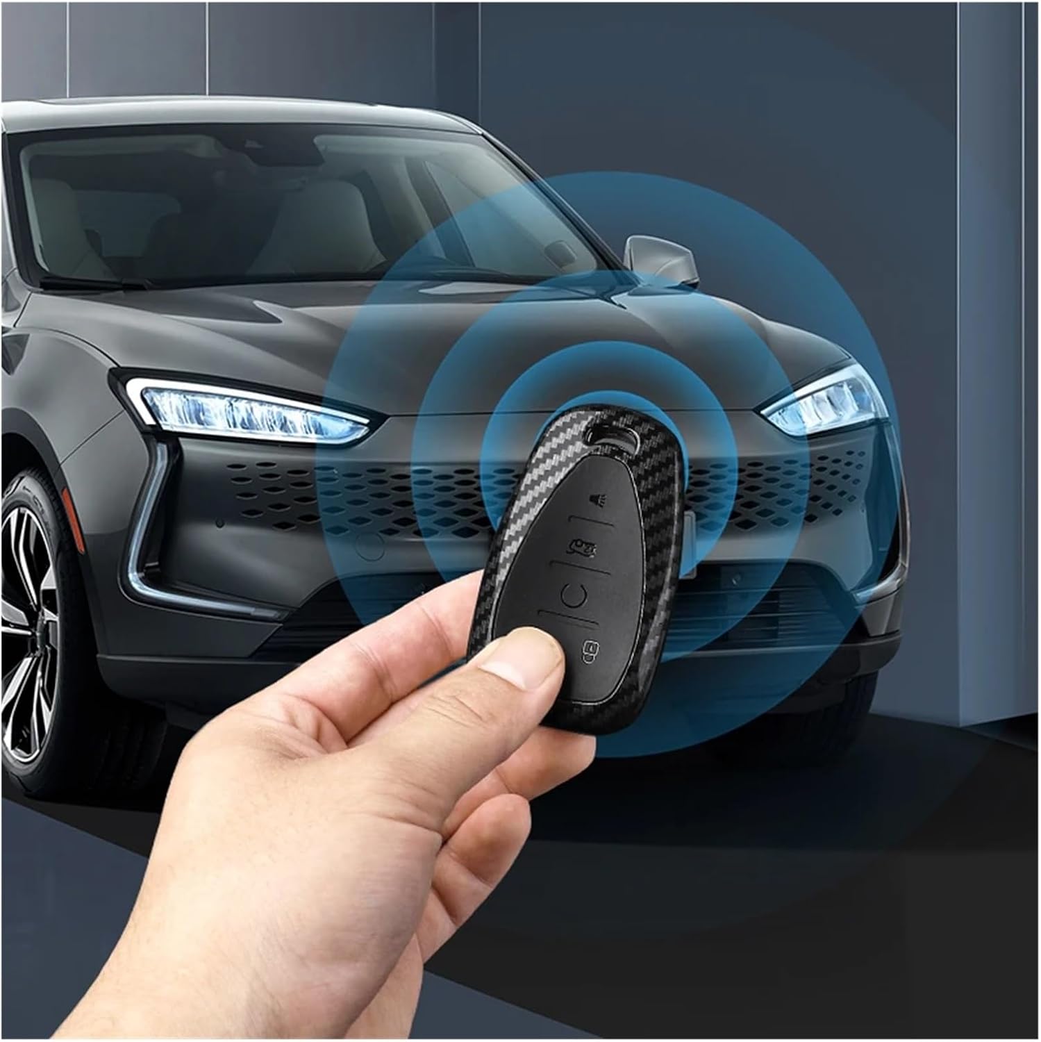 Car Key Fob Cover Compatible for Chevrolet Malibu/Blazer/Traverse/Onix/Equino/Volt/Bolt/Trax/Orlando/Cruze/Spark/Camaro ABS Carbon Fiber Style(3BTN Carbon)