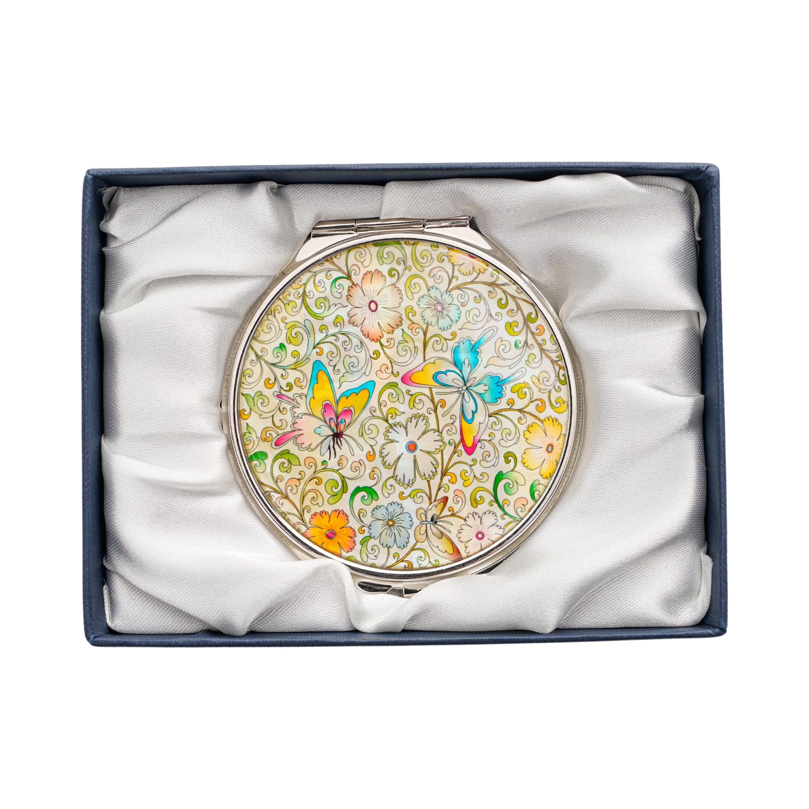 February Mountain Mother of Pearl Dual Magnification Compact Mirror – Gifts for Women, Mom, and Sister – Unique Birthday, Christmas Idea – Elegant and Travel-Friendly