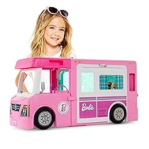 Barbie Camper dei Sogni – Veicolo 3 in 1 Trasformabile con Piscina – Pick-Up e Barca – Dettagli realistici – 50 Accessori – Regalo Bambini 3-7 Anni, GHL93