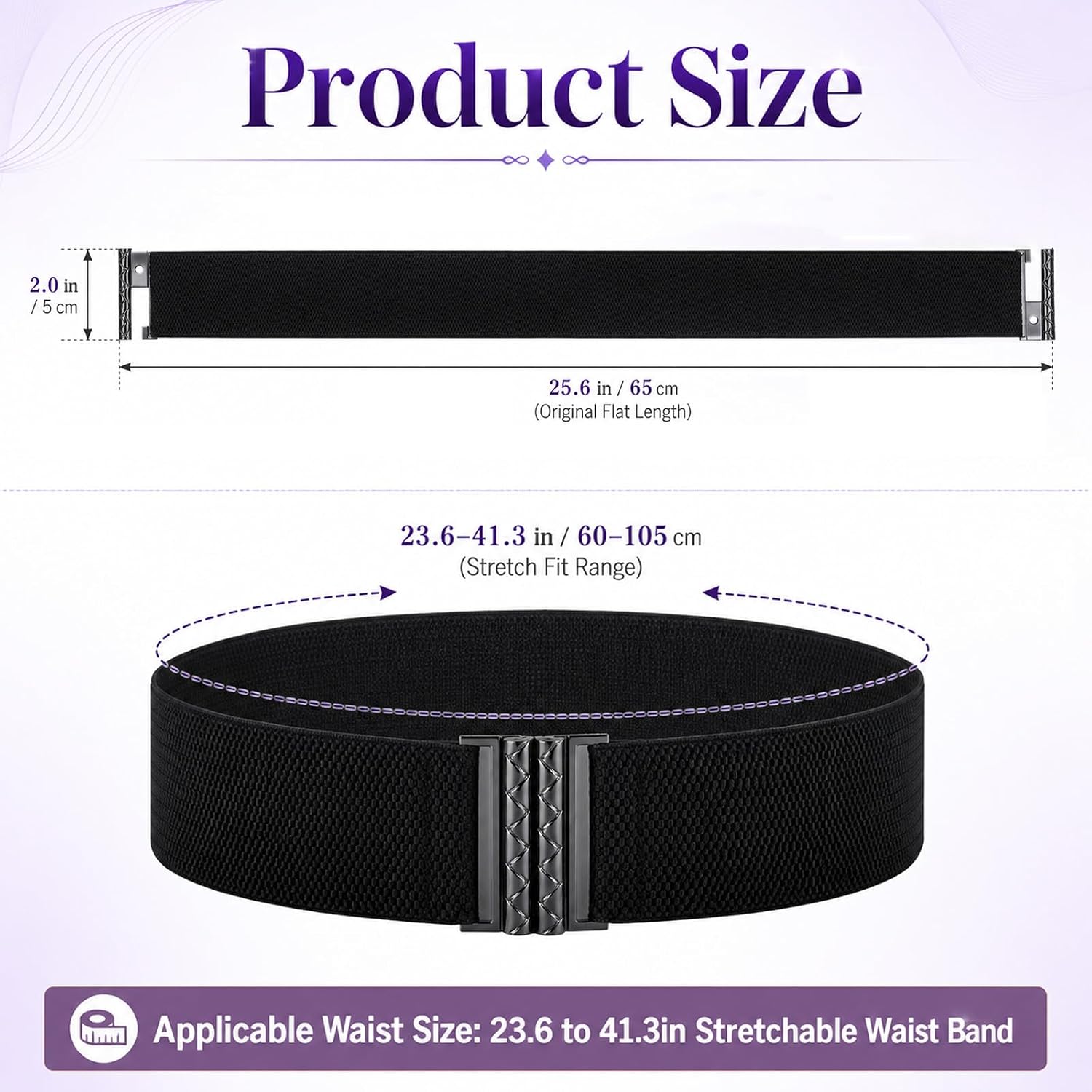 Black Elastic Belt Women Vintage Black Stretchy Belt Adjustable