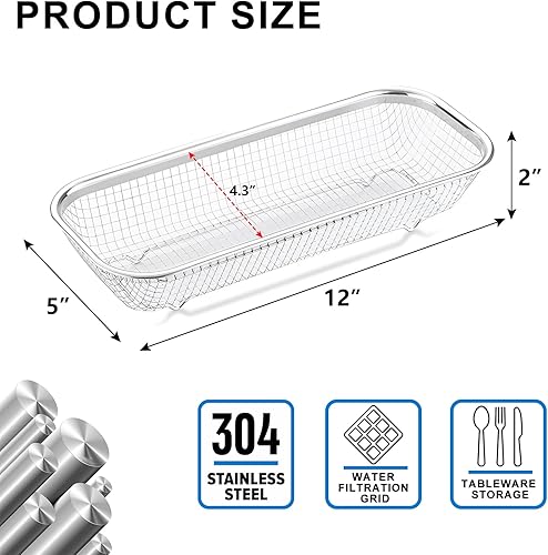 Miniatura 2 de Estante de secado de utensilios, paquete de 2 soportes de utensilios de acero inoxidable para lavavajillas, cesta de cubiertos, estante compacto