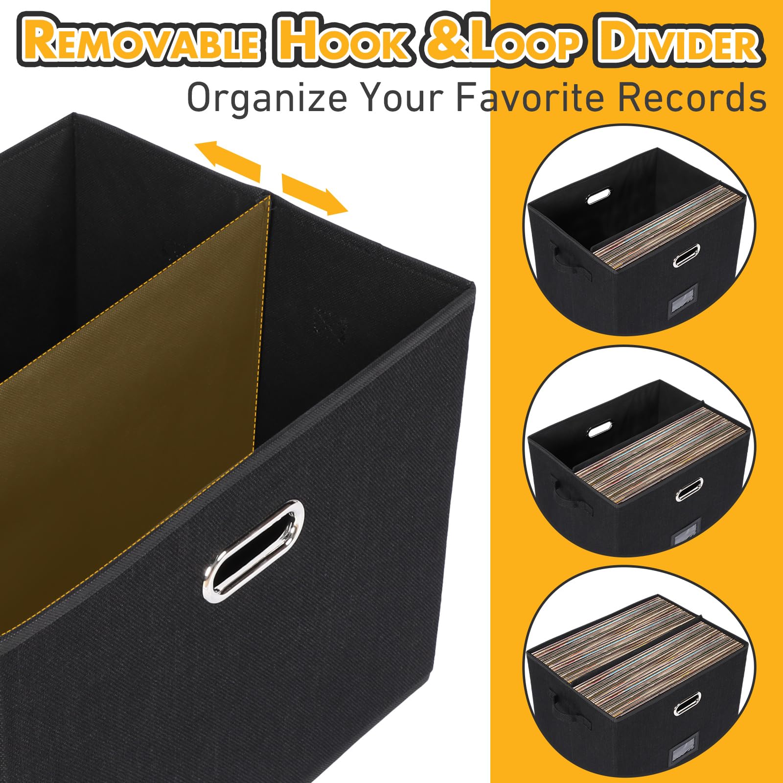 Caja De Almacenamiento De Discos De Vinilo De 12 Negro