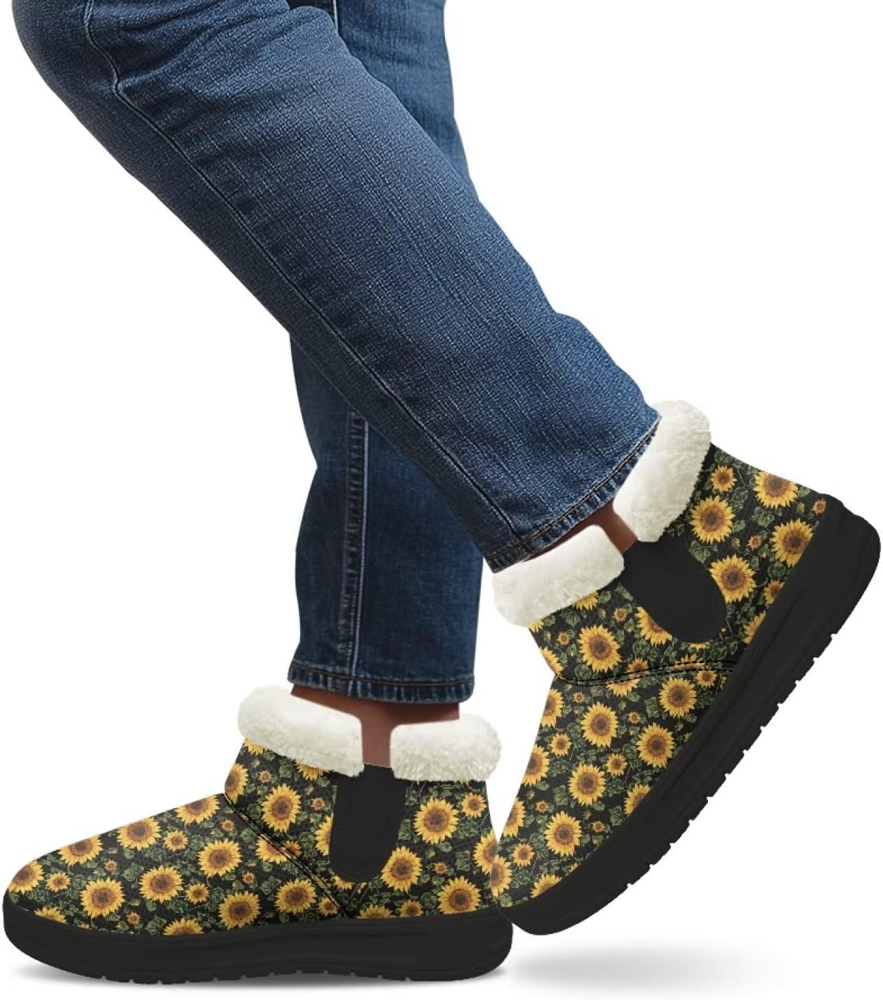 Womens Winter Ankle Booties Slip on Outdoor Boots Comfortable Plush-edged Hiking Camping Trekking Shoes Size6-13.5