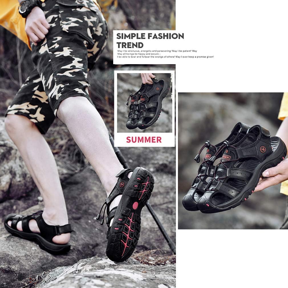 Sports Outdoor Sandals Summer Men's Beach Shoes Closed-Toe Shoes Leather Casual Trekking Walking Hiking Touch Close Strap Sandals for Men 8 71bjRK7h41L. AC SL1010