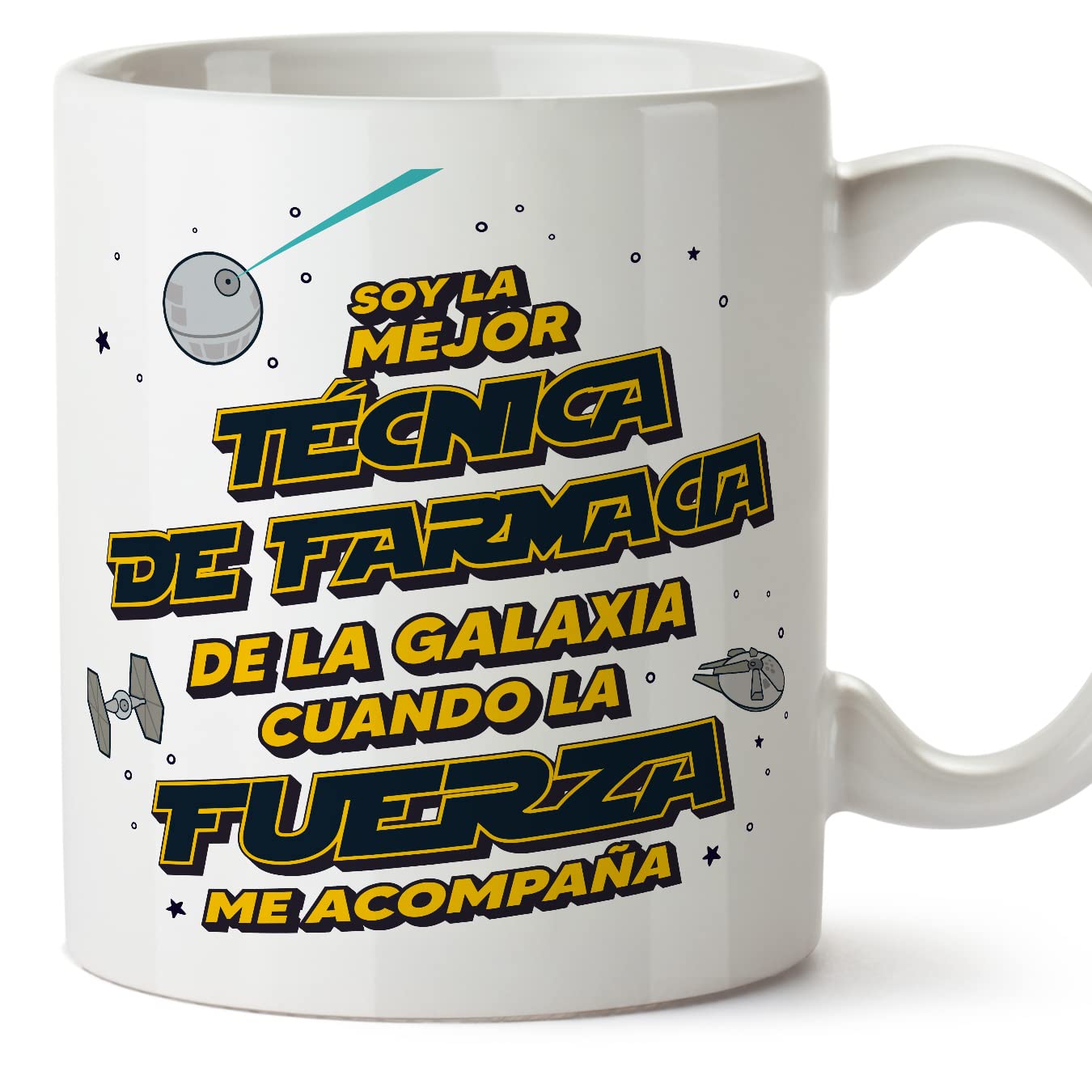 MUGFFINS Tazas para JEFE hombre - En Español - Mejor de la Galaxia Cuando Fuerza me Acompaña - 11 oz / 330 ml - Regalo original y divertido — view 493