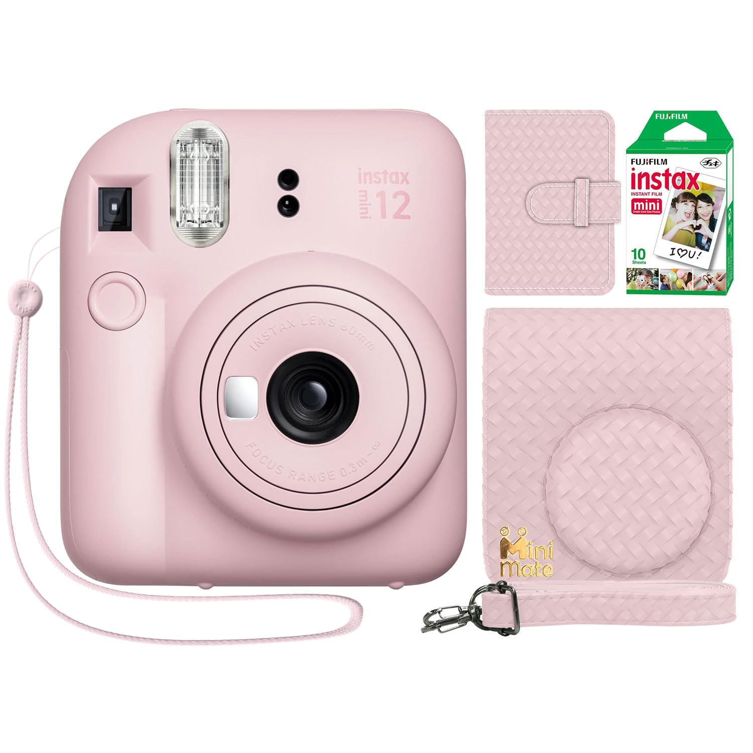 Sponsored Ad - Instax Mini 12 Instant Camera Blossom Pink + Minimate Custom Designed Case + Fuji Instax Film 10 Sheets & Photo Album