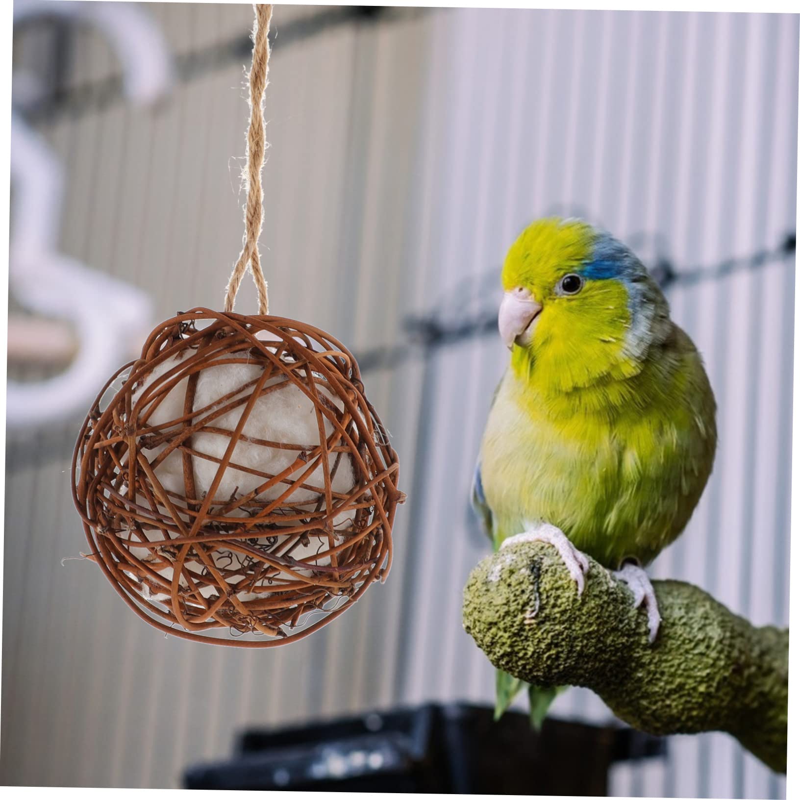 POPETPOP 4 Pièces Jouet à Mâcher Perroquet Jouet Oiseau pour Tourtereaux Oiseau Suspendu à Mâcher Cage Perroquet Perruche à Suspendre Volière Écorce Les Amoureux en Bois