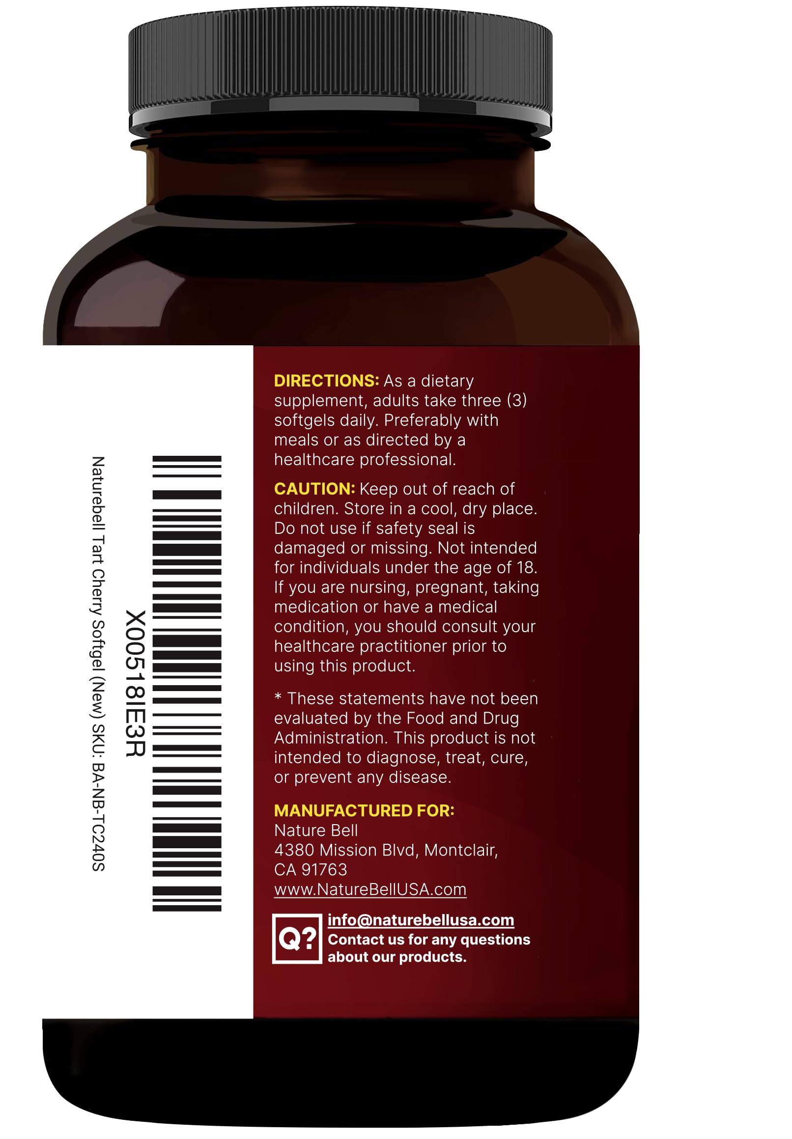 Tart Cherry with Magnesium Glycinate and Turmeric Extract, 240 Softgels — Amazon image 8