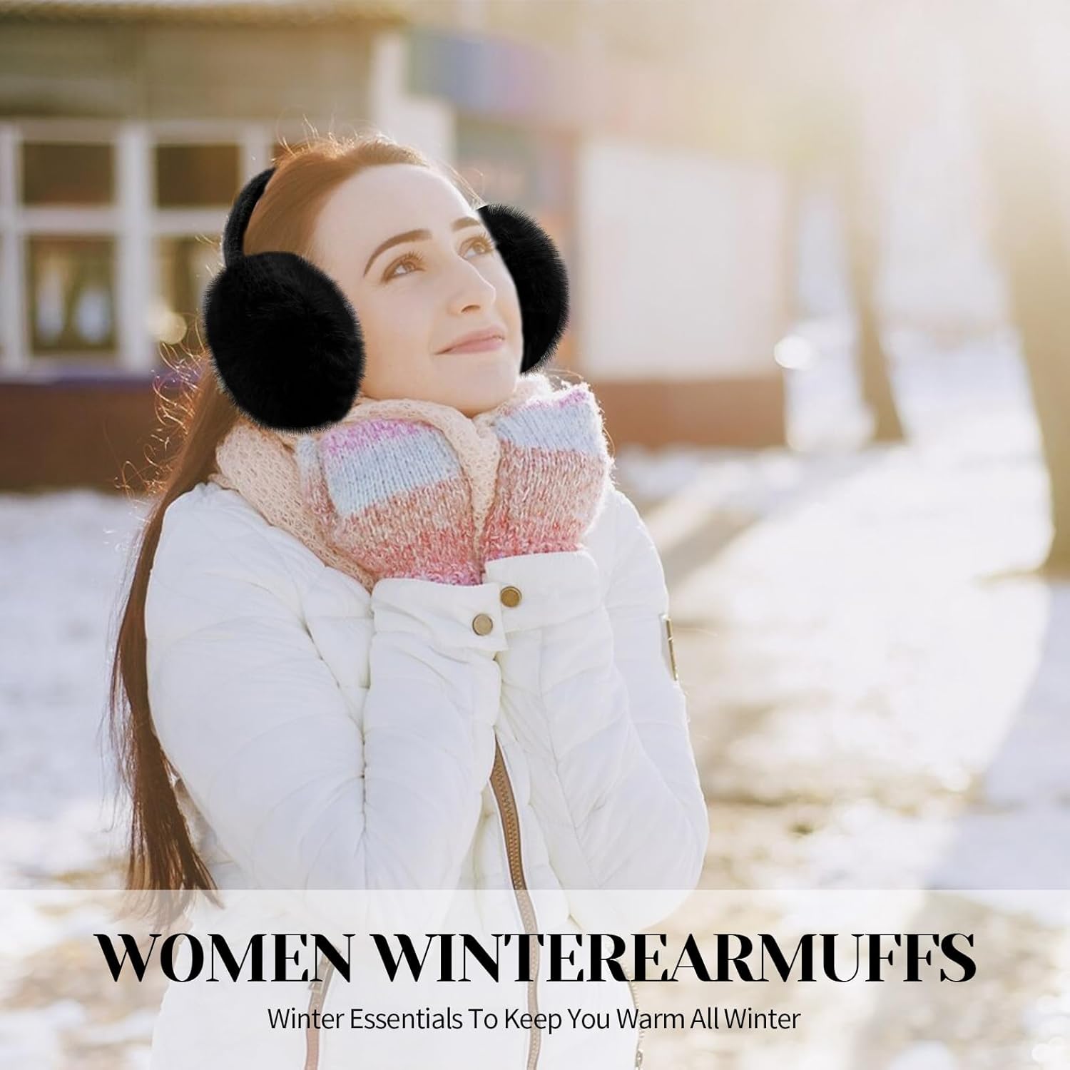 Winter Ear Muffs Faux Fur Earmuffs Cute Fuzzy Foldable Outdoor Ear Warmers for Women Girls - Image 2