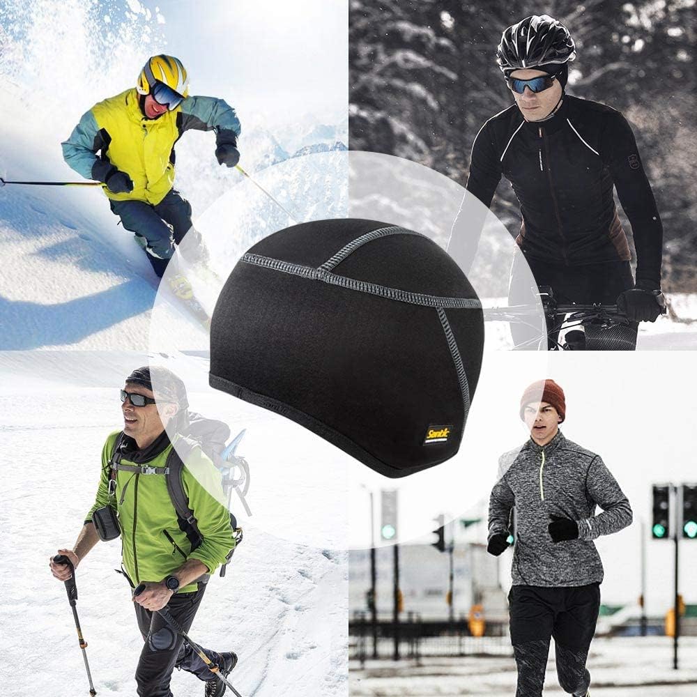 Miniatura 7 de Santic Casco de calavera de ciclismo para correr, casco de bicicleta, forro polar térmico resistente al viento, se adapta debajo de los cascos