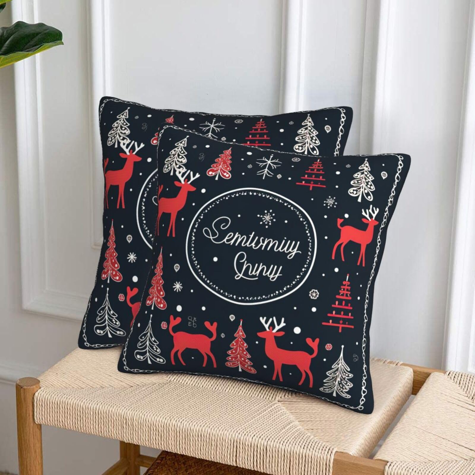 Federa Cuscino Rettangolare 55x55 Cm Con Gufo Natalizio: Decorazione Divano O Letto In Cotone - 5