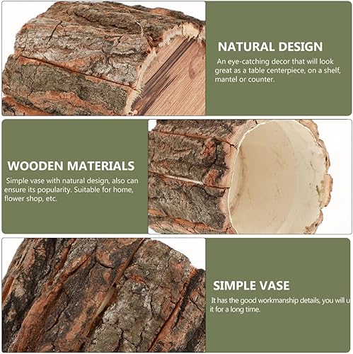 Miniatura 7 de Macetero de corteza de madera, 2 piezas, maceta rústica para suculentas, maceta pequeña de madera, barril de madera, florero de madera, tronco,