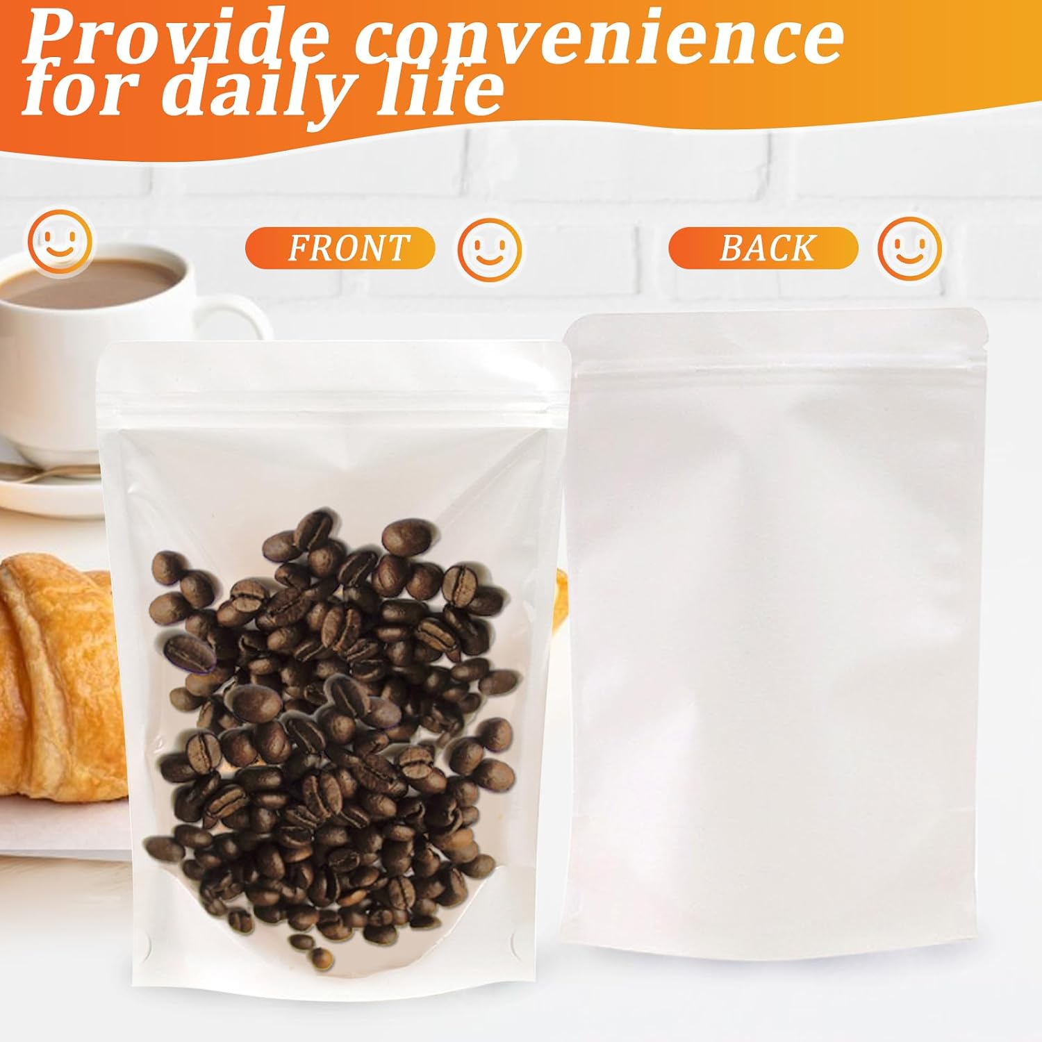100 PCS Resealable Packaging Bags for Small Business，Kraft Bags With Window Clear Fornt Heat Seal Sealable 7.9"x11.8"Paper Zipper Stand Up Pouches Nut Bag Coffee Cookie Herb Food Bakery Storage