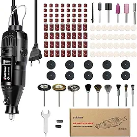 Micro Retifica Victool com 124 Acessórios, Furadeira Elétrica com Velocidade Variável para Artesanato e Projetos DIY 500W 110V