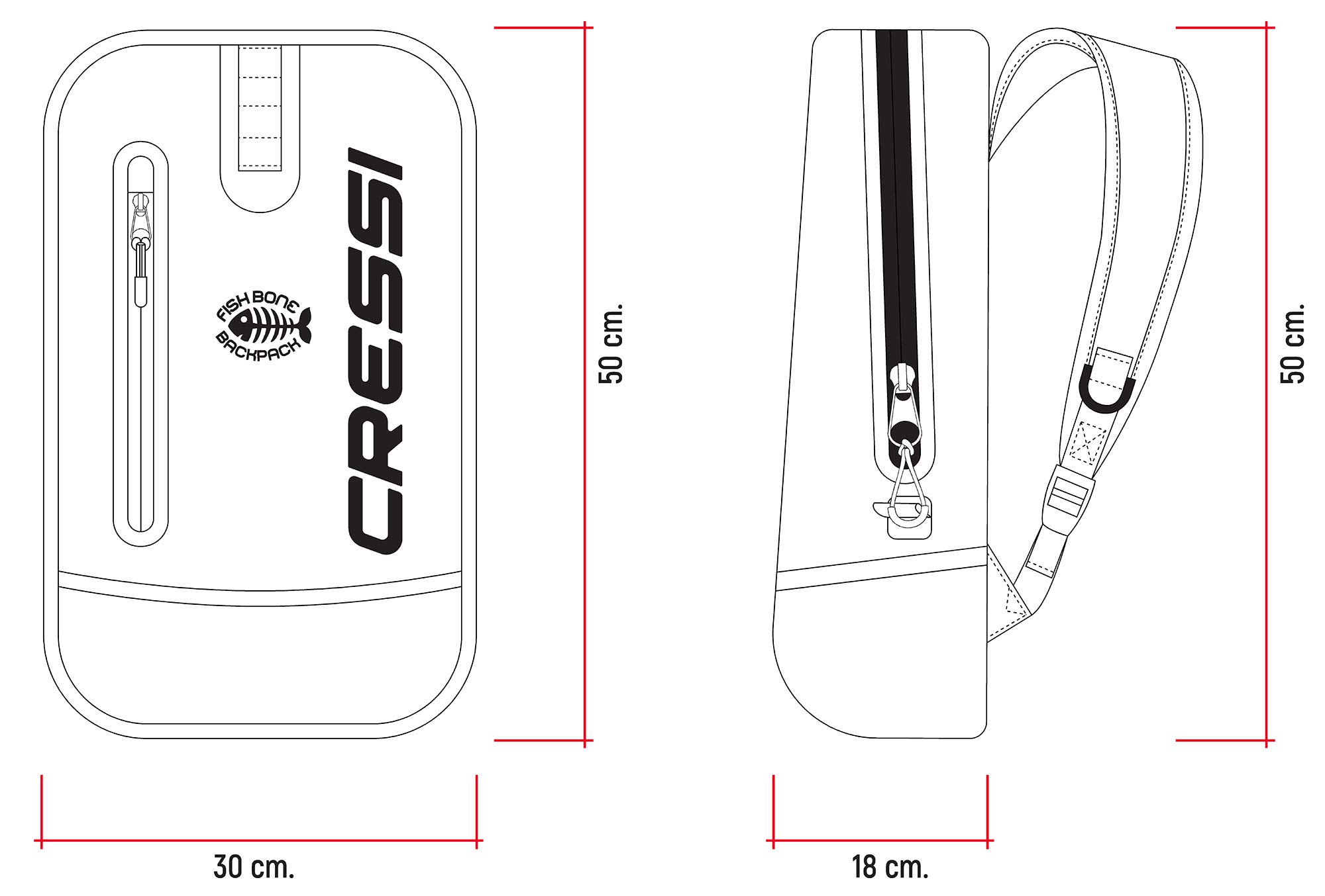 Cressi Fishbone Dry Backpack Black/Light Blue
