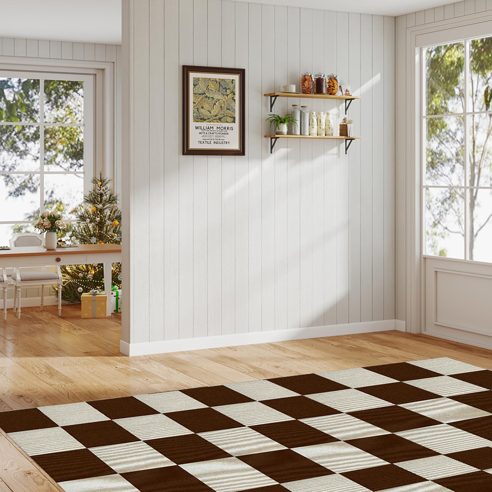 10 Pezzi Pavimento Ddesivo Marrone Scuro, 50 x 50 cm, Piastrelle Adesive Pavimento 2,5㎡, Antistatiche, Antiscivolo Moquette Adesiva, Casa Uffici Commercio Quadrotte di Tappeto Salotto