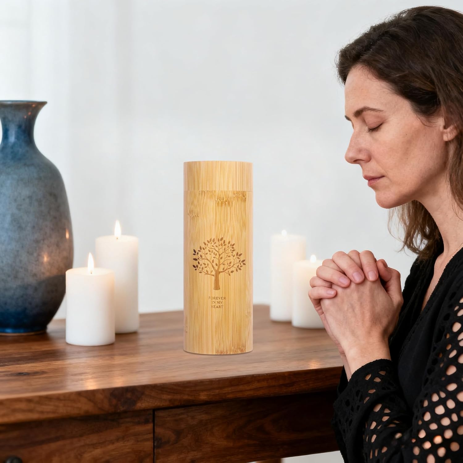 Klmnop Bamboo Scattering Urns for Human Ashes, 9'' x 3.5'' Small Biodegradable Scattering Tubes with Tree of Life Pattern for Spreading Adult Male Female Pet Dog Cat Ashes - Image 7