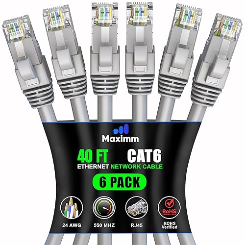 Miniatura 51 de Maximm Cable Ethernet Cat 6 de 30 pies (paquete de 6) – Cable LAN de alta velocidad, cable de Internet, cable de conexión y cable de red – UTP,