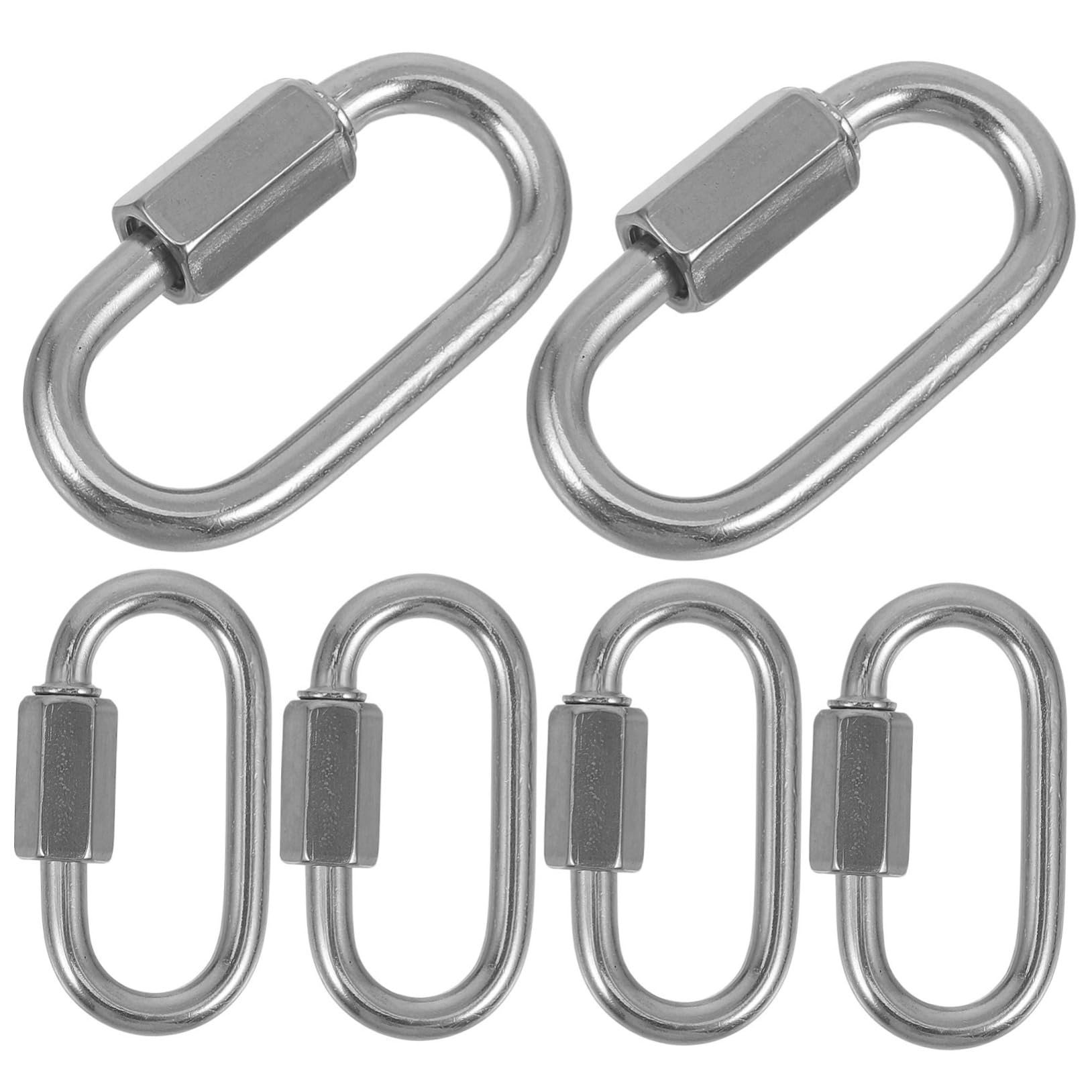 5 Juegos Hebilla De Conexión De Acero Inoxidable. Llavero Mosquetón Conector De Enlace De Cadena Resistente Gancho De Enlace Rápido De Cadena Conector De Cadena Silver 6 Piezas * 5