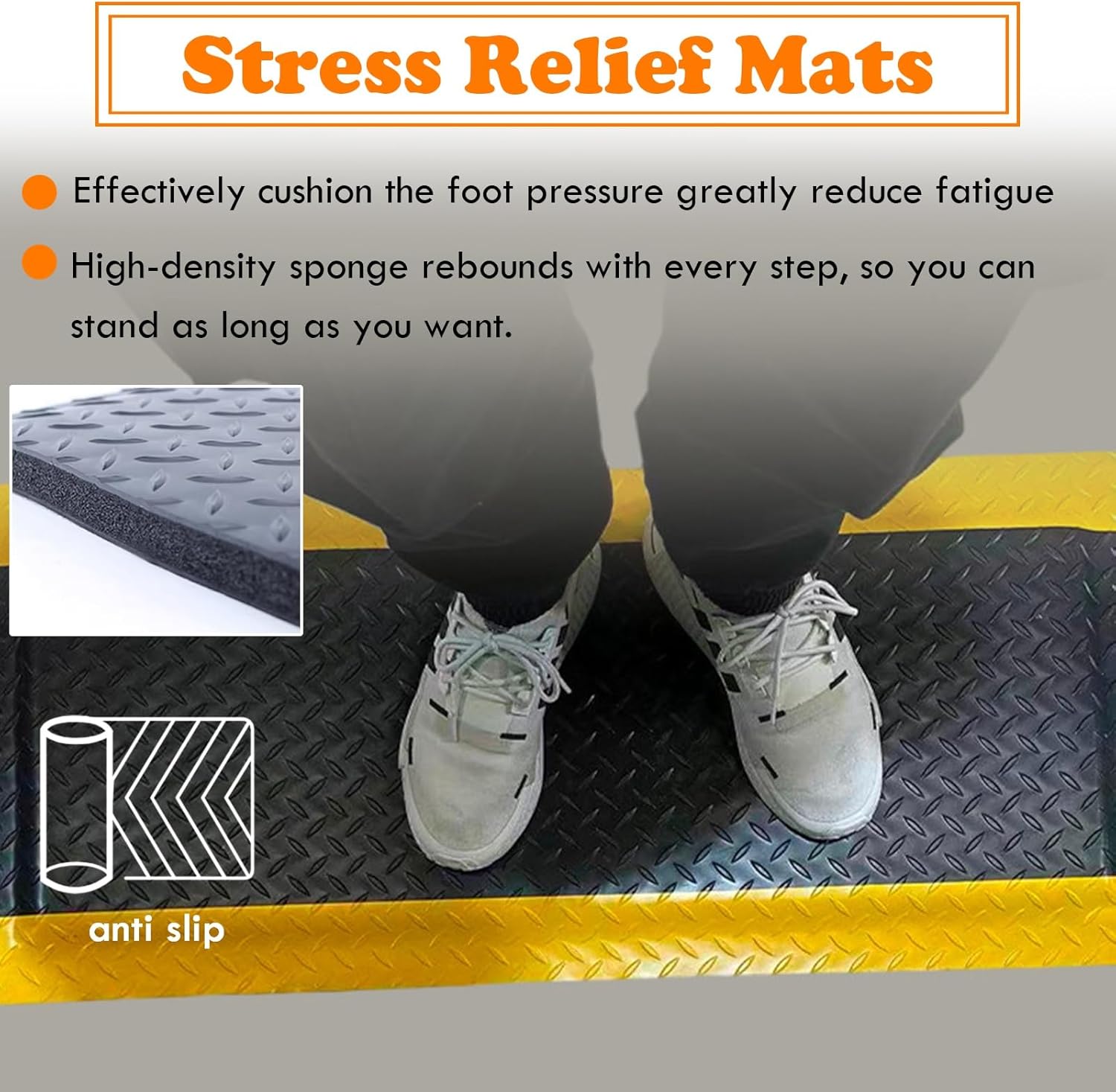 Ergonomic Anti-Fatigue Mat for Home Office & Auto Shop, Antistatic Conductive Floor Cushion, Available in 24-52 Inch Sizes, Perfect for Comfort & Support Wxlxt 60x120x2.5cm/24x48x1