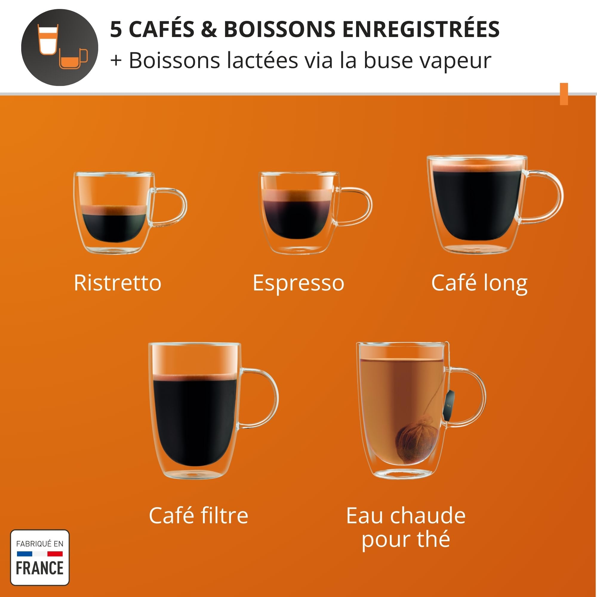 Krups Sensation C50, Machine à café grains, Expresso automatique, 5 boissons, Interface tactile, Facile à utiliser, Nettoyage automatique, Buse vapeur Cappuccino, EA910810
