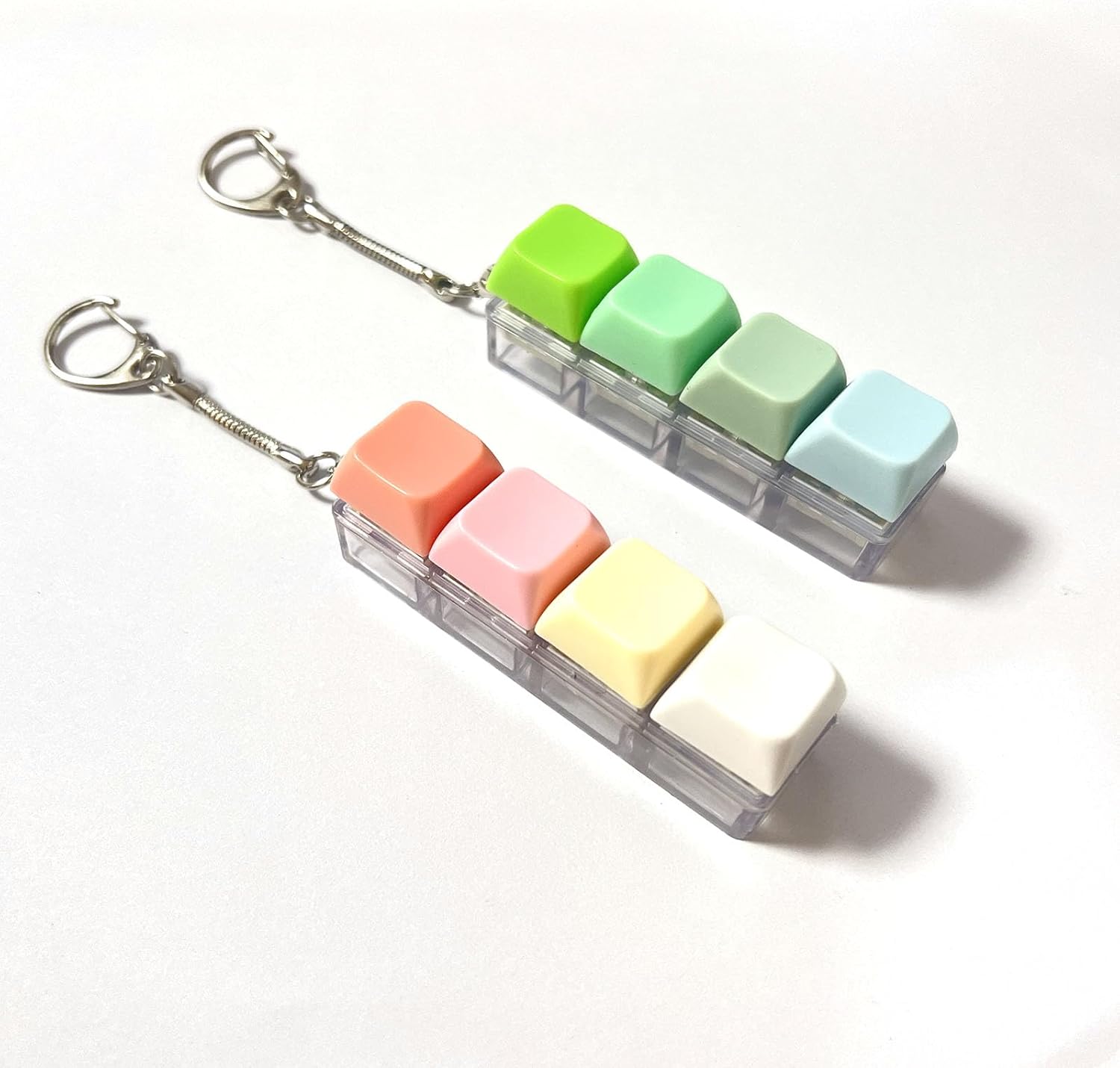 2 Pcs Keyboard Keychain Fidget Toys for Adults - Clicker Stress Relief Toys Bulk, Anxiety ADHD Sensory Toys, Office Decompression Gifts (Macaron Colors)