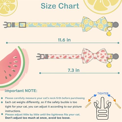 Miniatura 2 de Faygarsle Paquete de 2 lindos collares de gato con campana, corbatín para gatos, machos, hembras, gatos, suave, elegante, rosa, amarillo, gato,