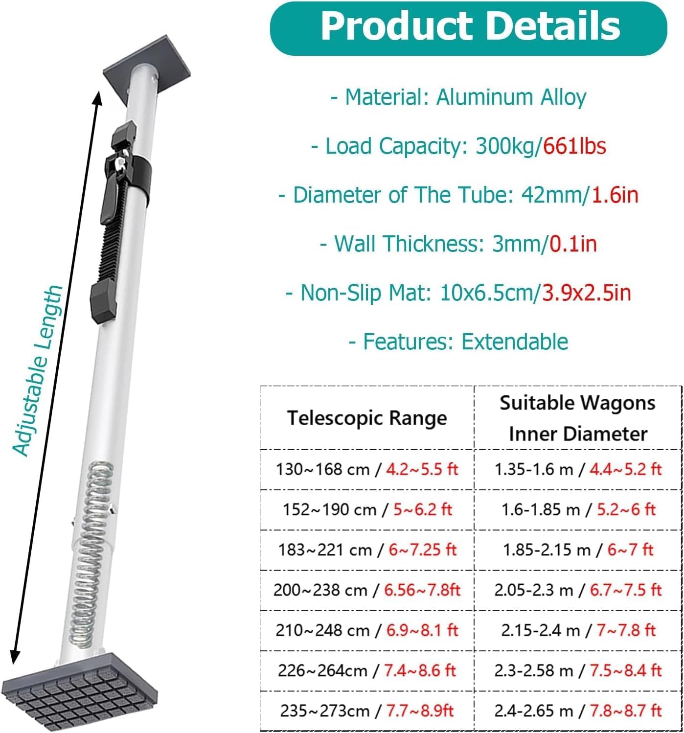 1 2 3 4 Pcs Heavy Duty Load Bars for Semi Trailers, Adjustable Cargo Bars for Pickup Truck, Skid Resistant Extended Ratcheting Cargo Bar for Pickup, Delivery(Silver-Pack of 3,183~221 cm)