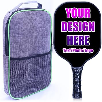 Custom Pickleballs Paddles Set, 1 Paddel with 1 Storage Bag, Personalized with Photo Text Logo, Perfect First Paddles for Gym, Beach, Sports Clubs