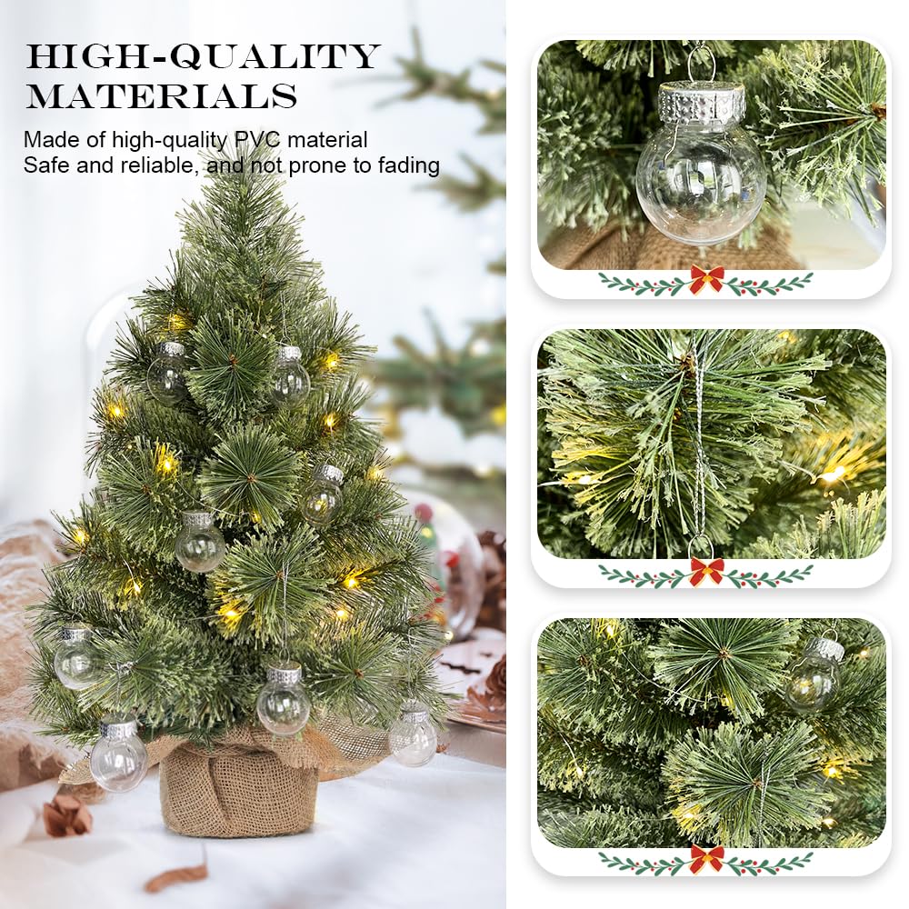 Mini Künstlicher Weihnachtsbaum Mit Beleuchtung 60cm, Weihnachtsdeko Tisch Büro, Tisch Weihnachtsbaum Klein Mit Weihnachtskugel Lichterkette, Christmas Tree With LED, Tannenbaum Für Schaufenster, Haus
