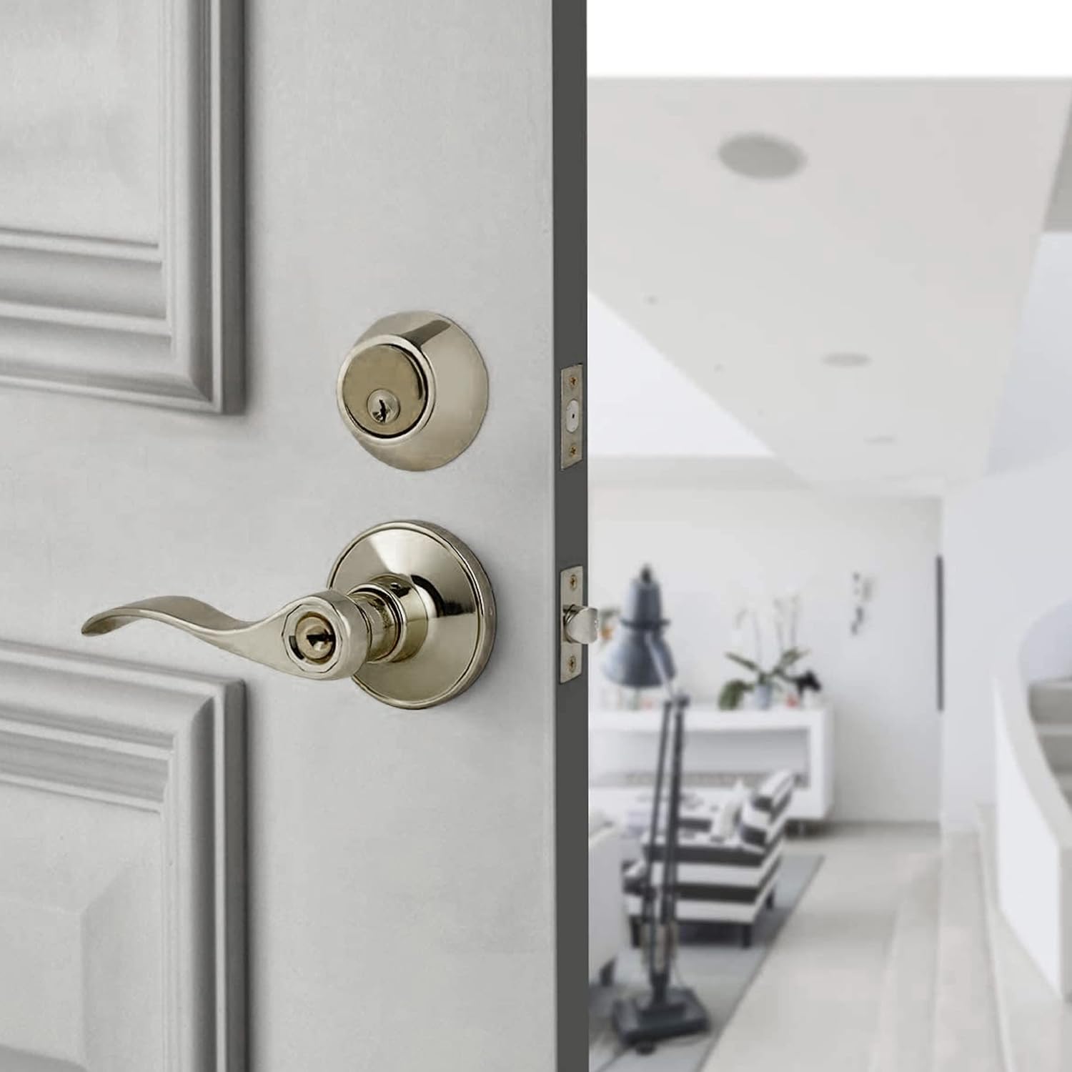 Amаzоn Crаzу 🔥 Dеаlѕ NU-SET Tustin Series Light Commercial and Residential Keyed Alike Entry Lever Lock and Single Cylinder Deadbolt Combo, Antique Brass Finish, Keyway, 3-Pack (T-E-5-3 + 70053)