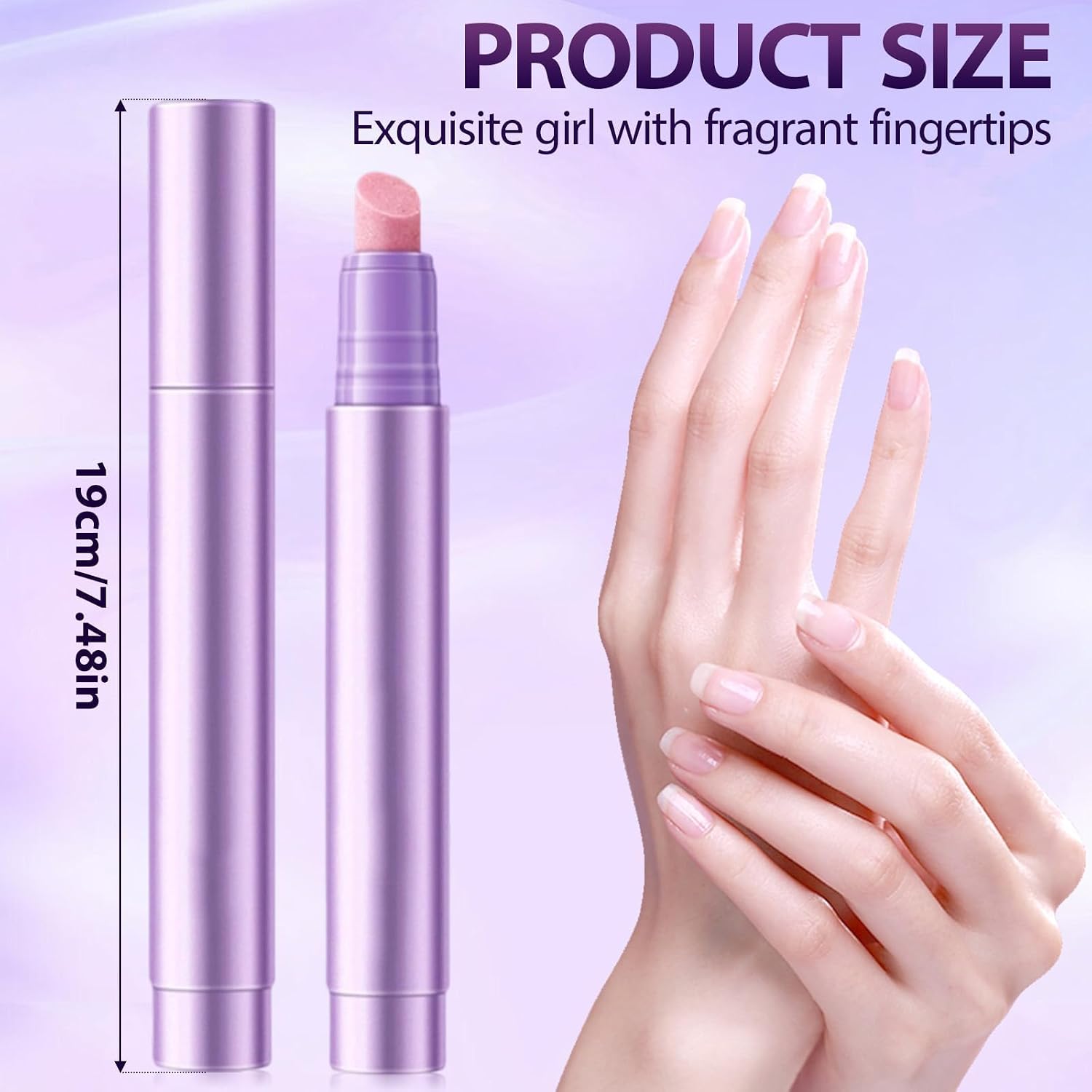 5Pcs Ceramic Cuticle Oil Pusher Pen, 2-in-1 Ceramic Cuticle Pushers Pusher & Oil Pen, Nail Care Pens for Manicure & Pedicure, Hangnails, Dry & Damaged Nails (Purple)
