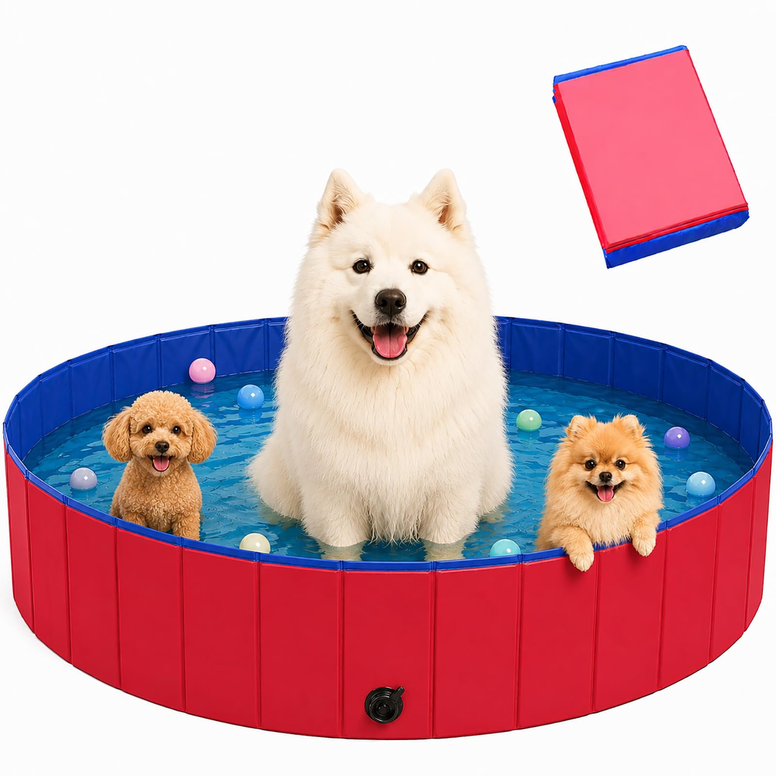 Dog Pool, 120 x 30 cm Dog Pool, Foldable, Paddling Pool, Dog Wear-Resistant