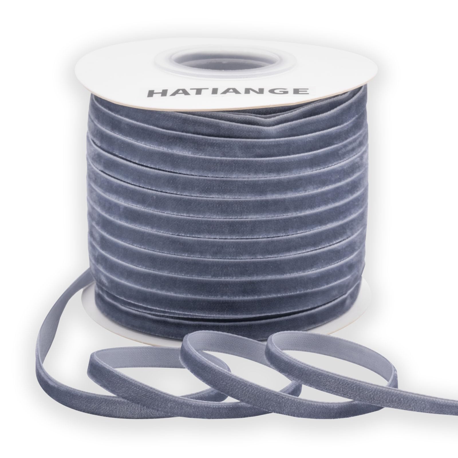 HATIANGE Dusty Blue Single Face Velvet Ribbon 1/4 Inch X 50 Yards for Gift Wrapping, Hair Bows, Choker, Wedding Decorations