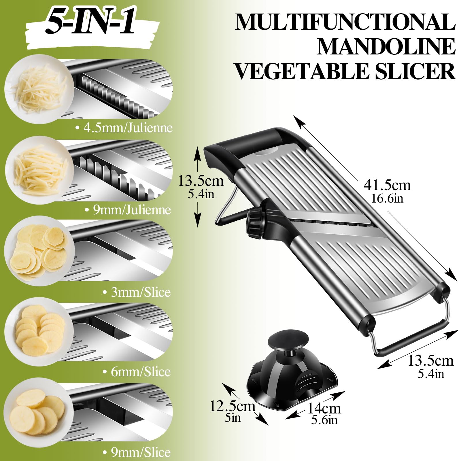 MASTERTOP Mandolina Affettatrice Professionale, Mandoline Giapponese in Acciaio Inox per Verdure, Mandolina Vegetale Regolabile con Lame Affilate, Affetta Verdure Cucina per Patate, Carote, Cipolle
