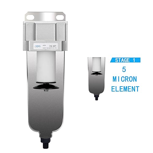 Miniatura 4 de NANPU Filtro de partículas resistente de grado industrial, cuenco de metal, adecuado para pintura en aerosol (34 pulgadas NPT, drenaje automático)