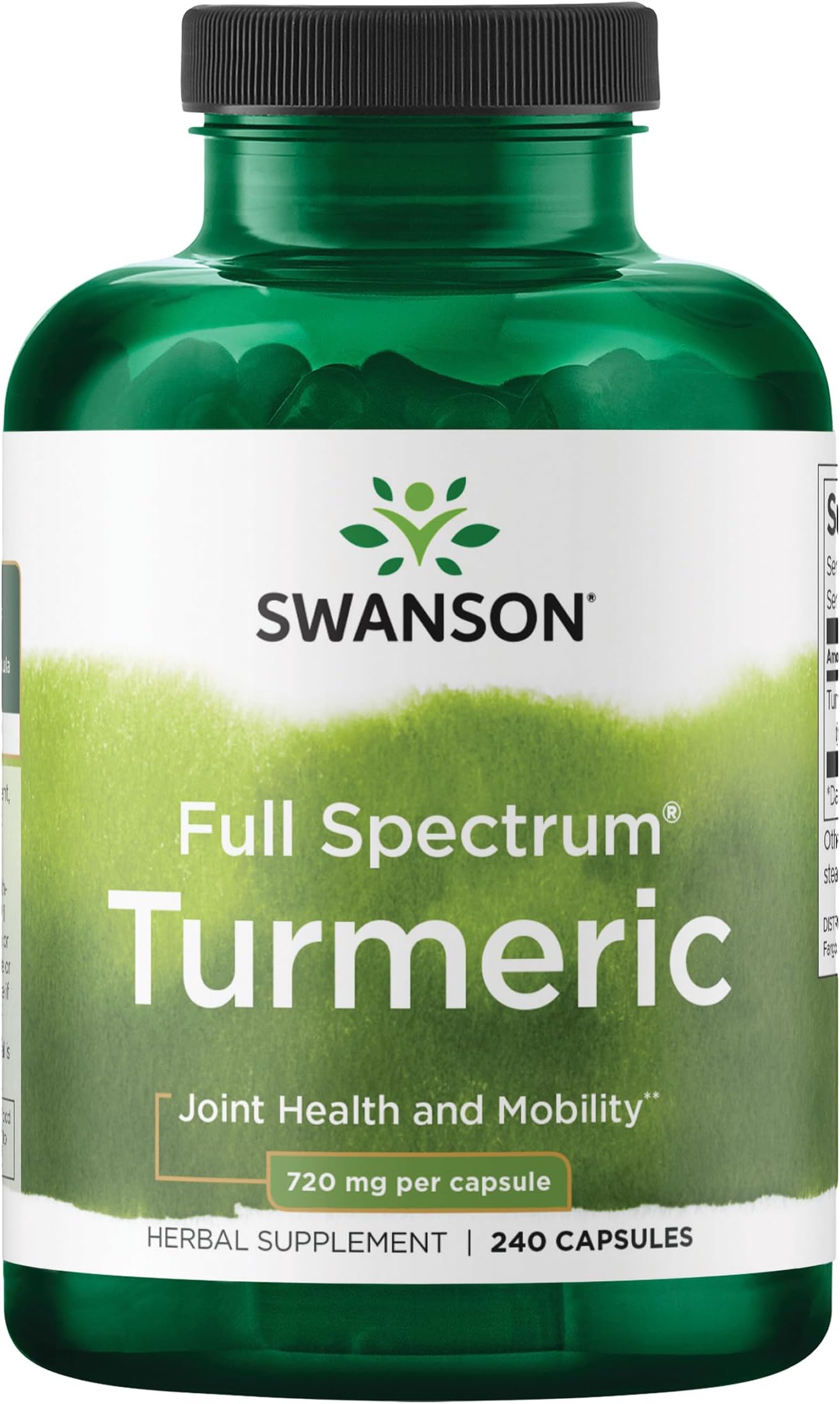 Full Spectrum Turmeric Curcumin Joint, Liver, and Digestive Support Supplement for Active Adults - Non-GMO, Gluten-Free (240 Vegan Capsules)