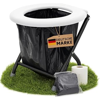 YACHTICON Mobile Klapptoilette   Faltbare Campingtoilette & Trockentoilette mit 6 Beuteln   kompakte Notfalltoilette f r Camping Boot Auto & Outdoor   in Grau oder Wei