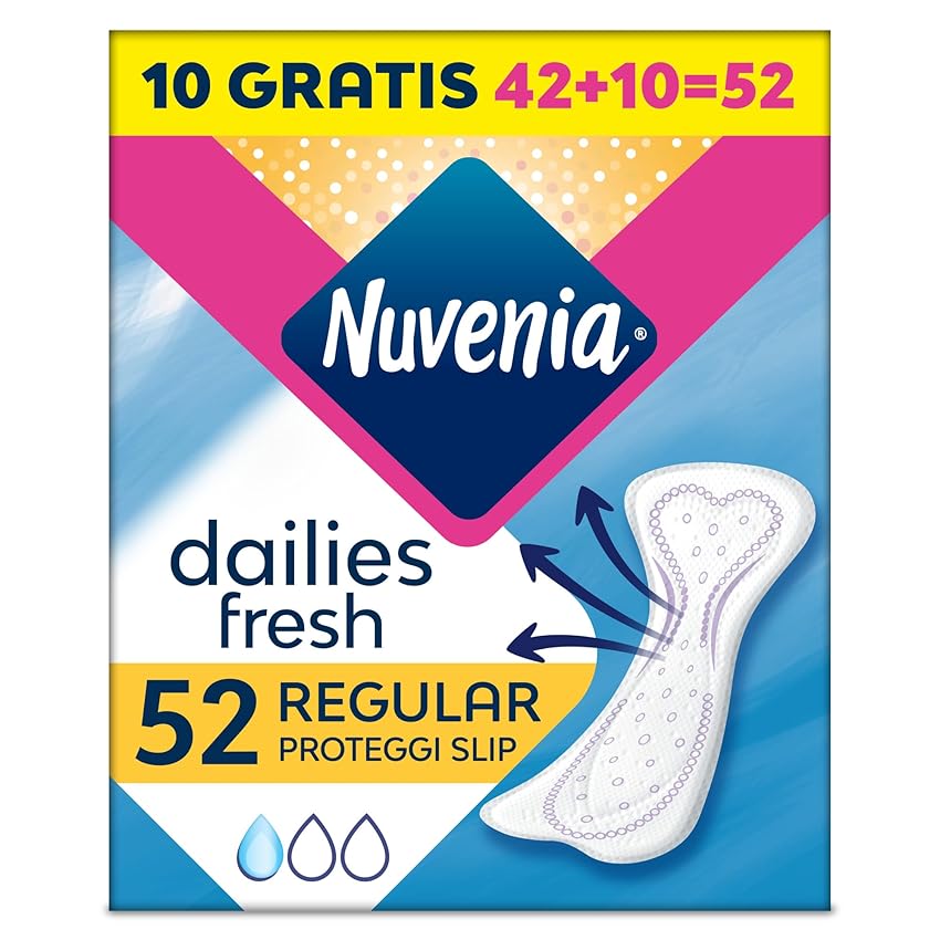 Immagine del prodotto Nuvenia - Proteggi Slip Anatomici Stesi Freschezza Quotidiana - Massimo Comfort e Protezione - Confezione da 52 Salva Slip