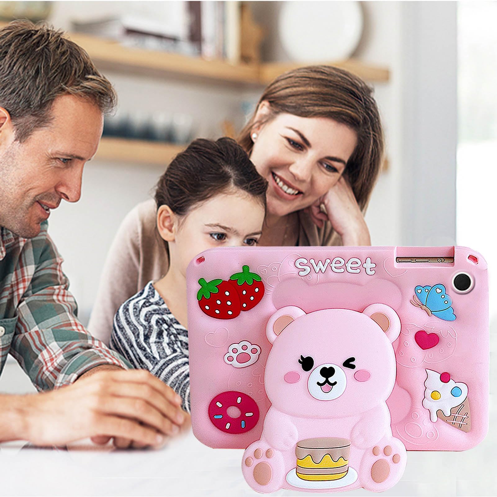 Bambini Cover per Samsung Galaxy Tab A8 10,5 Pollici 2021 (SM-X200/X205/X207) Case, Custodia Morbida in Silicone Antiurto con Portamatite, Carino Supporto Pieghevole, Tracolla