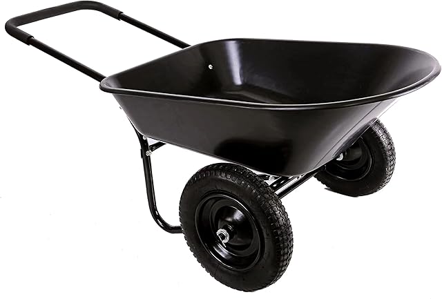 Garden WHEELBARROW 150kg Heavy Duty 85Ltr Toughened Plastic Tray Yard Equine Barrow 2 Wheels with All Terrain Pneumatic Tyres