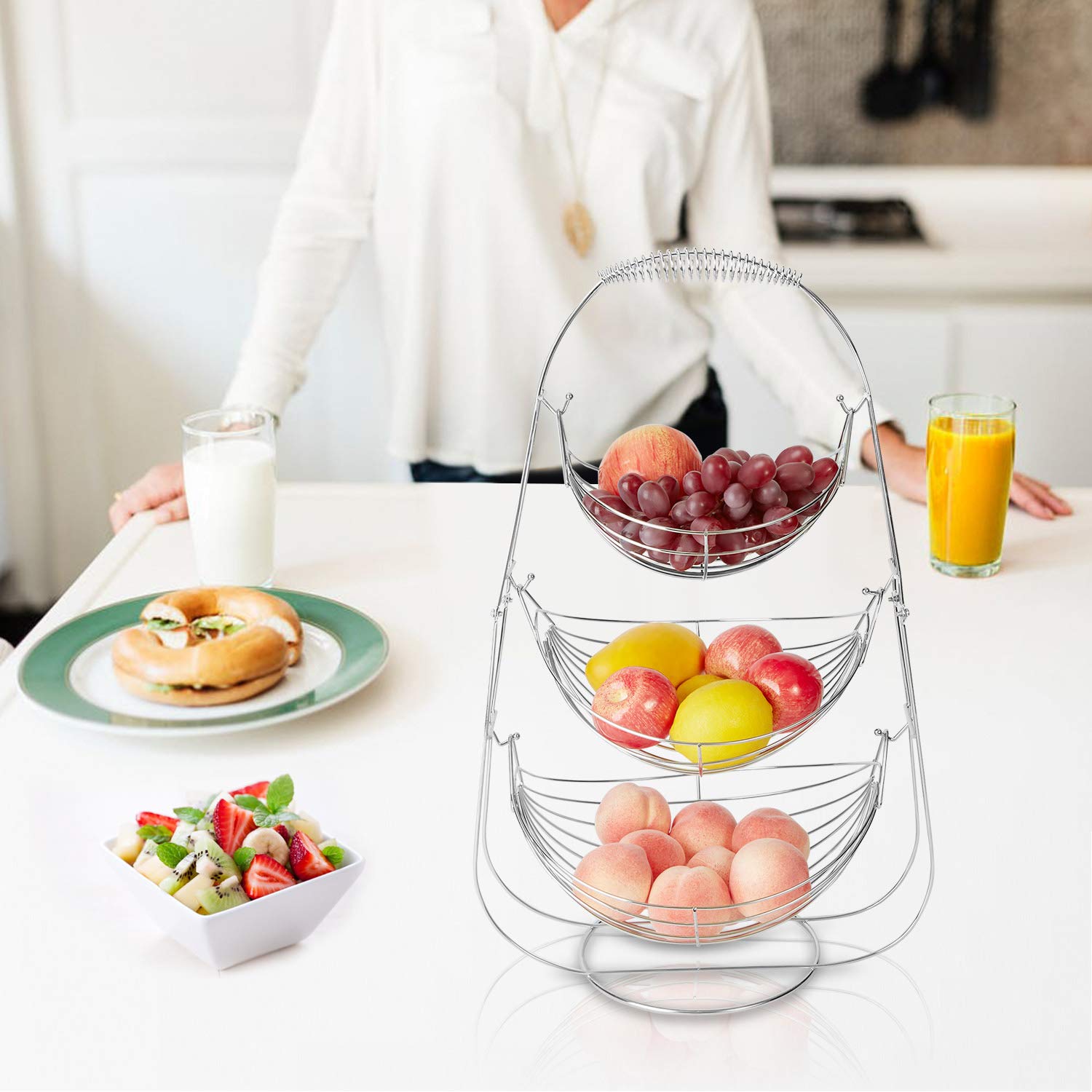 Corbeille à Fruits 3 Étages Bomclap | Gain De Place - Design Métal Moderne Pour Cuisine