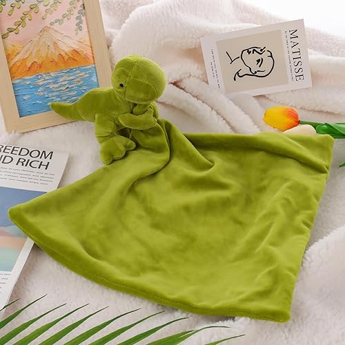 Miniatura 2 de Apricot Lamb Snuggler - Manta de seguridad de animales de peluche para bebé, manta de personaje para guardería (dinosaurio verde, 13 pulgadas)