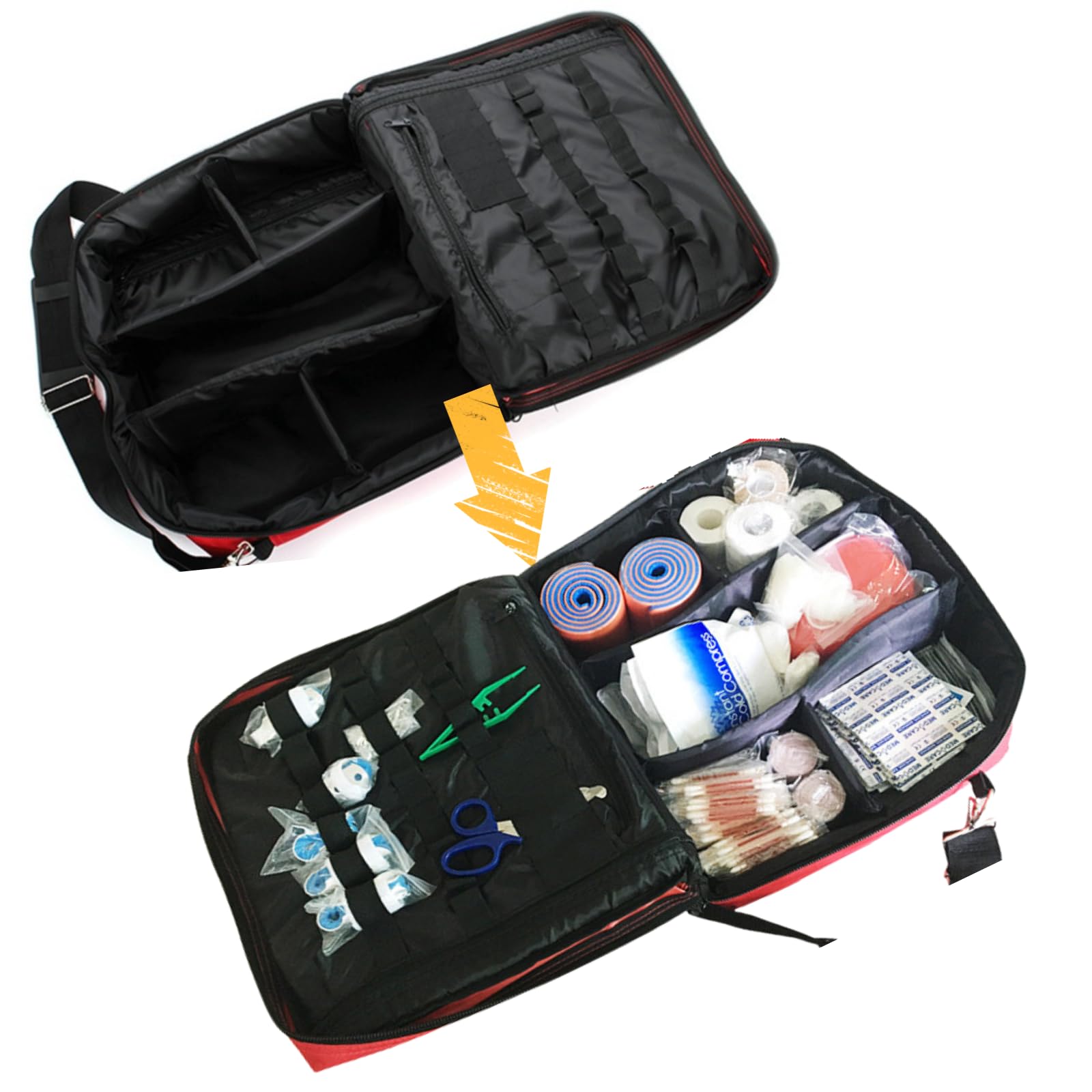Borsa di pronto soccorso vuota,Borsa medica di emergenza - Borsa sanitaria per la cura domestica,vitamine, medico, viaggio & emergenza - rosso