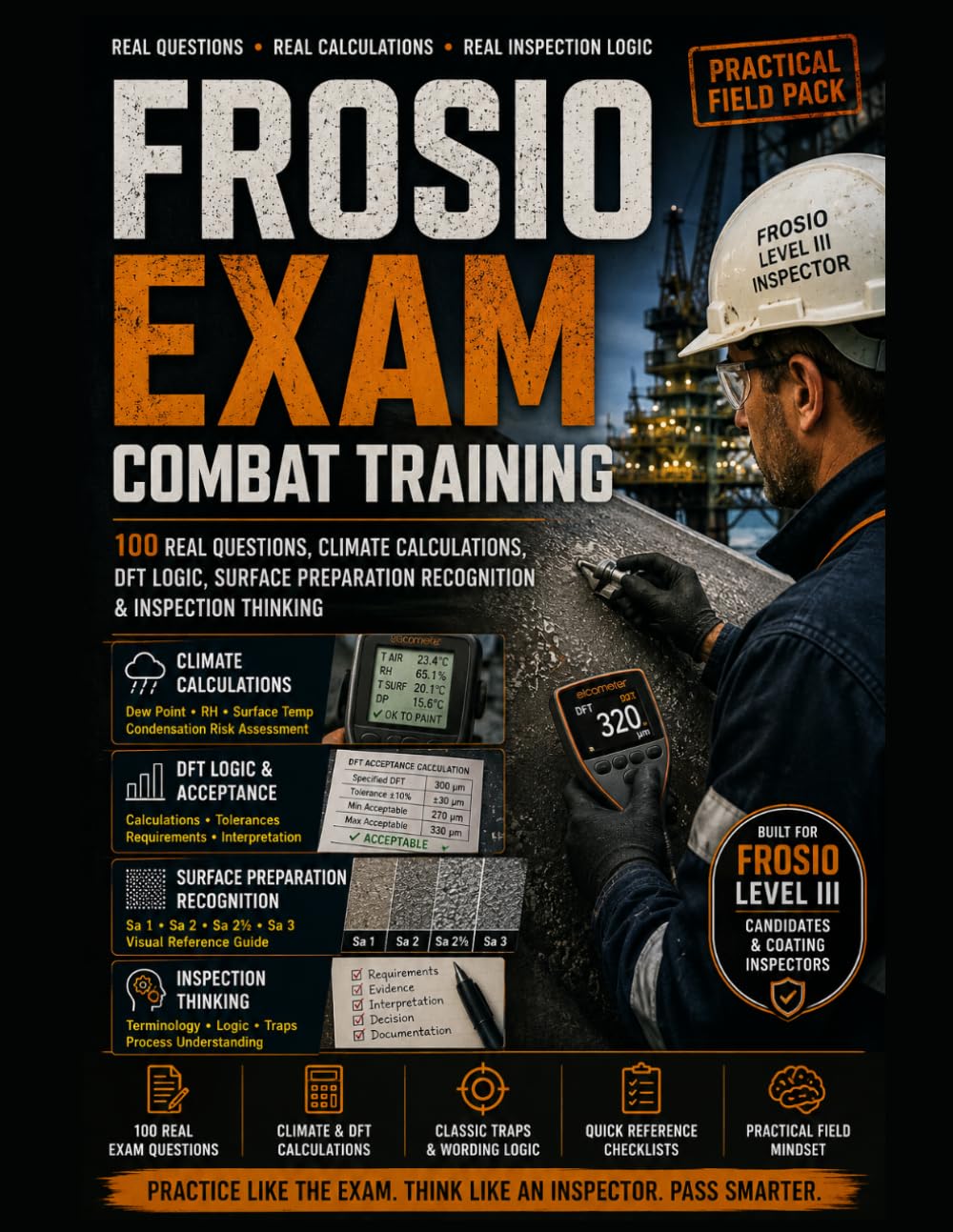 THE PRACTICAL FROSIO EXAM HANDBOOK: Real Exam Questions, Climate Calculations, DFT Acceptance, Surface Preparation Recognition & Inspection Logic