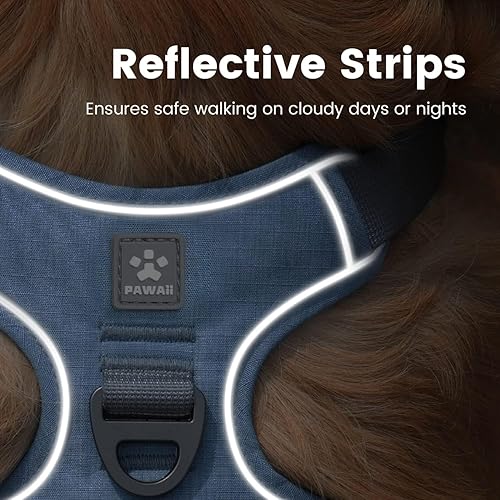 Miniatura 5 de Pawaii Arnés para perros pequeños, arnés para perro con etiqueta de identificación para mascotas, arnés para perro sin estrangulamiento, chaleco