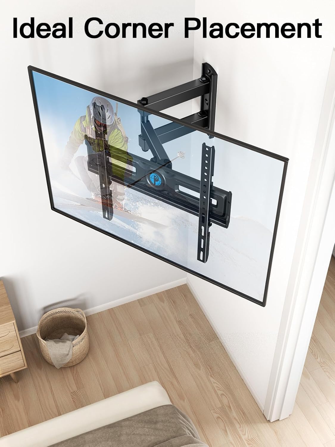 Pipishell Supporto da parete per TV Full Motion per la maggior parte dei televisori piatti e curvi da 26-60" fino a 35 kg, staffa regolabile in altezza, braccio articolato singolo, estensione, VESA