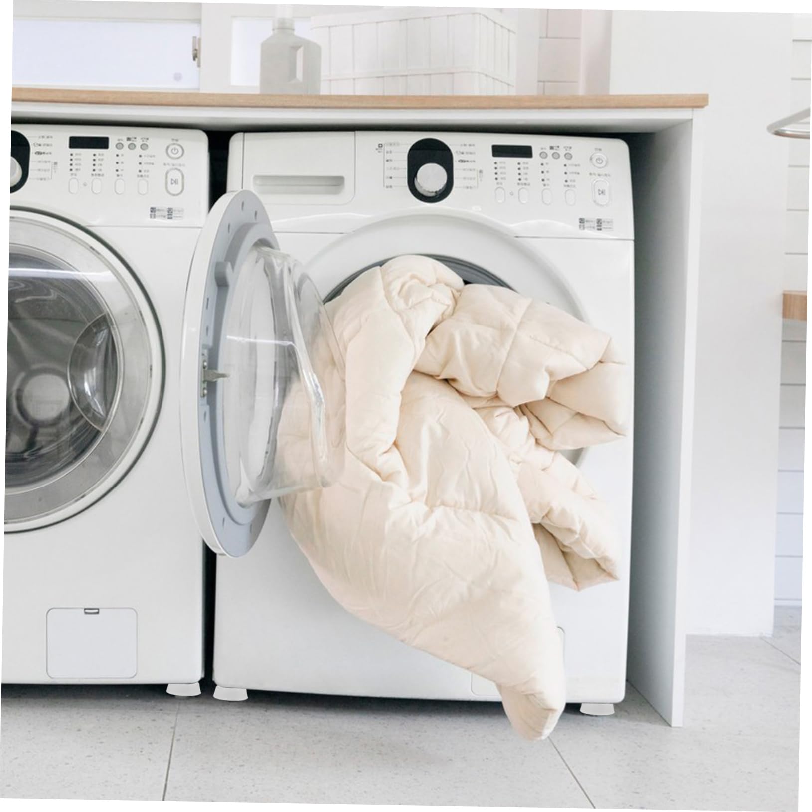 Generic 4 Pcs Washing Machine Base Foot Pad Washers Anti-Vibration Pads for Washing Machine Washing Machine Feet Pads Washer Foot Mat Rubber Tables and Chairs White Booster Pad, 6.60X6.60X2.10CM